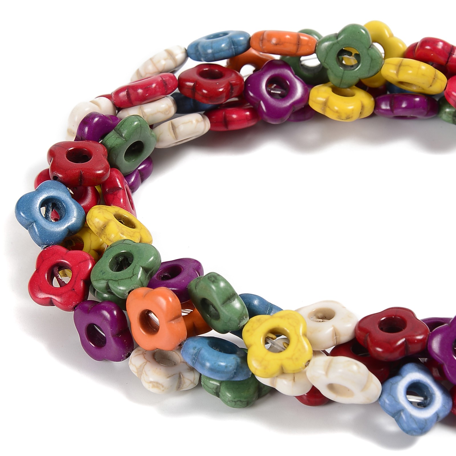 Multi-color Howlite Turquoise Blossom Flower Beads Size 15mm 15.5” Strand