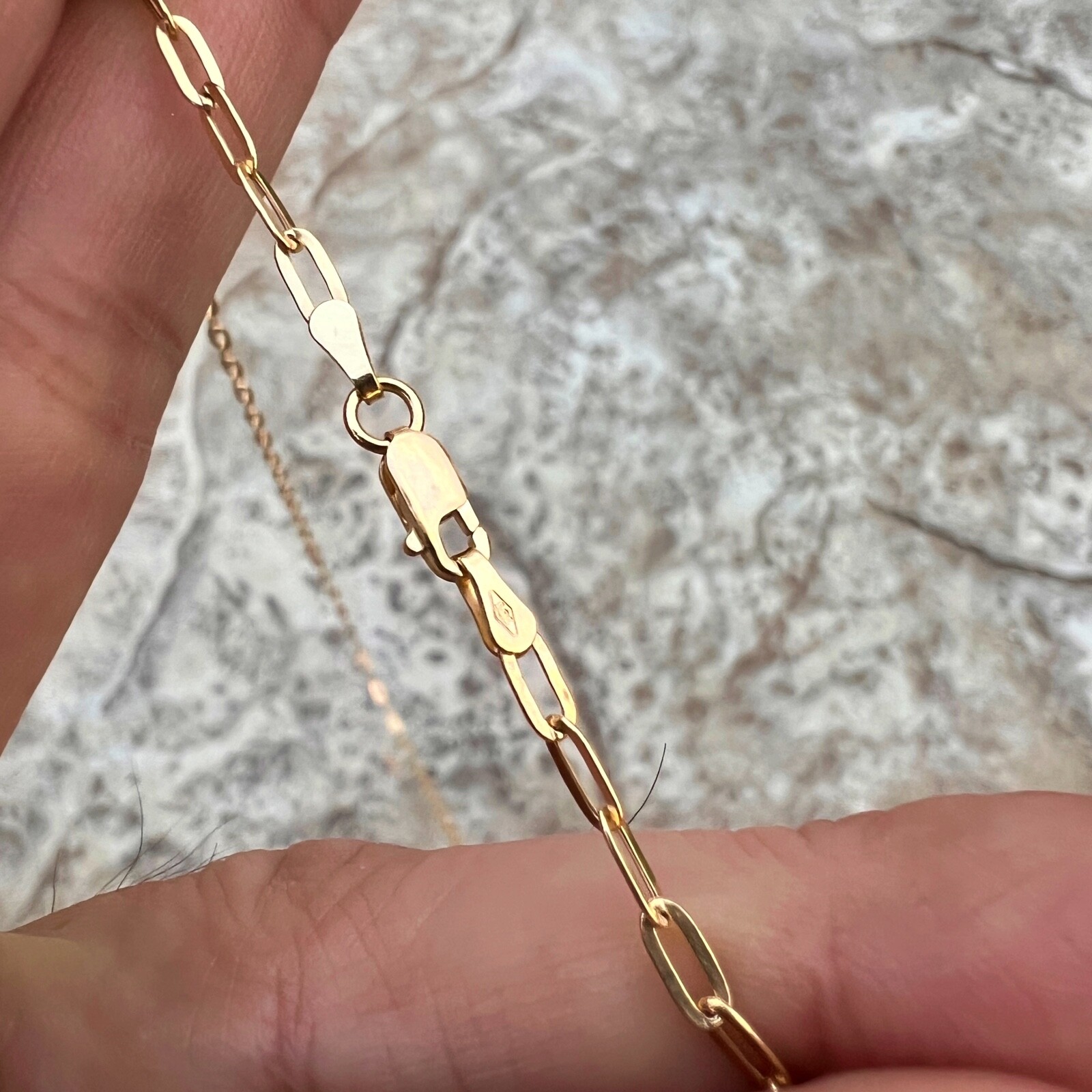 Real Solid 14K Gold Paperclip Paper Clip Chain Necklace Italy 16‘‘~24″ 2.6MM