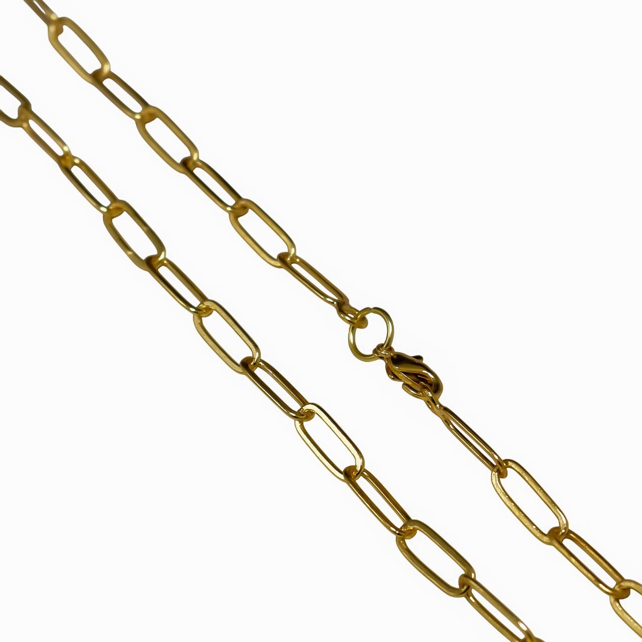 18k Gold Plated Italian 925 Sterling Silver Paperclip Chain Necklace Size-16-30″