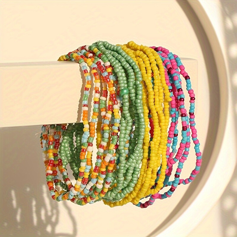 Handmade Bracelet Bohemian Ethnic Style Colorful Rice Beads Bracelet Set