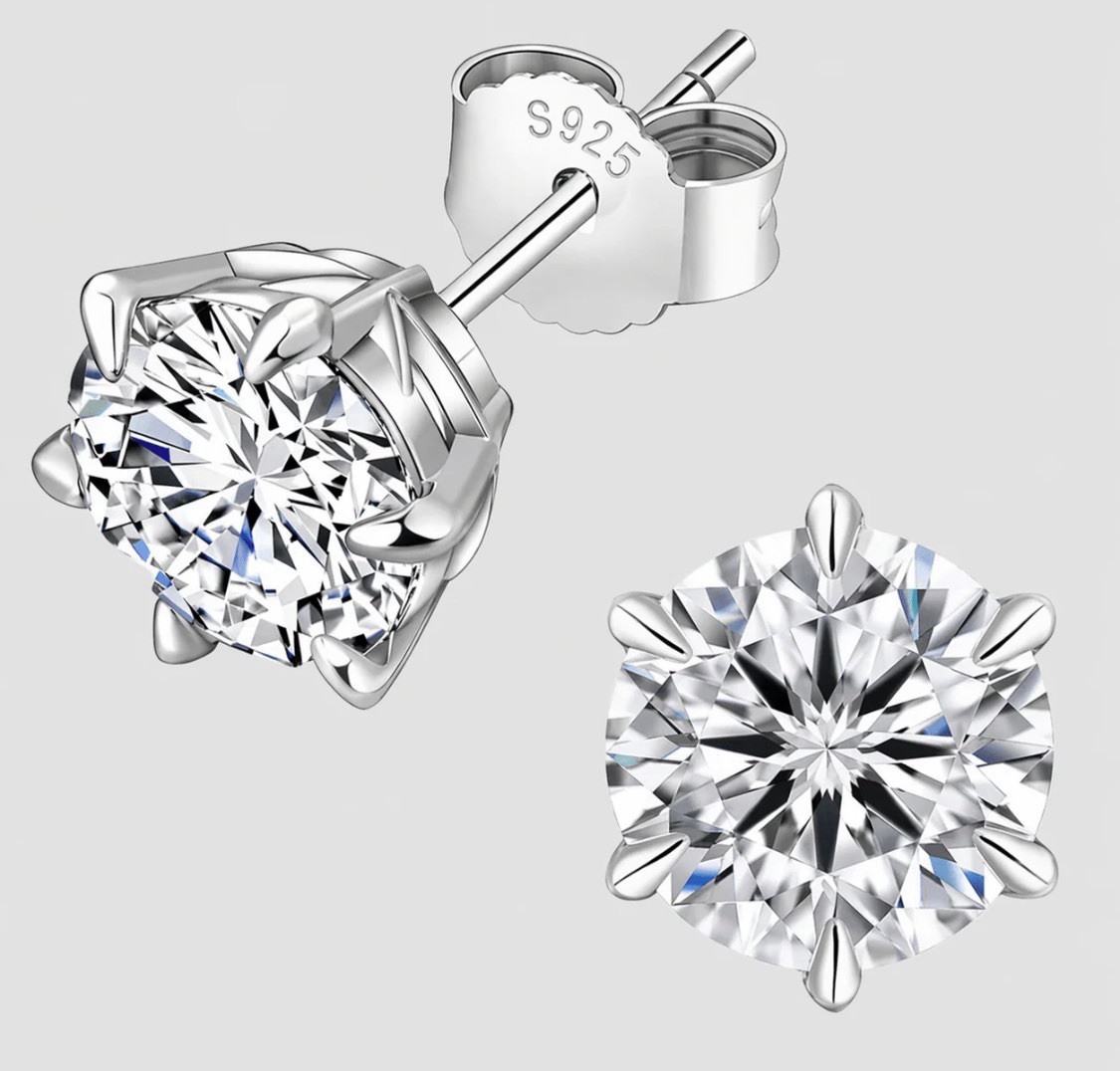 Moissanite Screw Back 925 Solitaire Stud Earrings GRA Certified D/VVS1