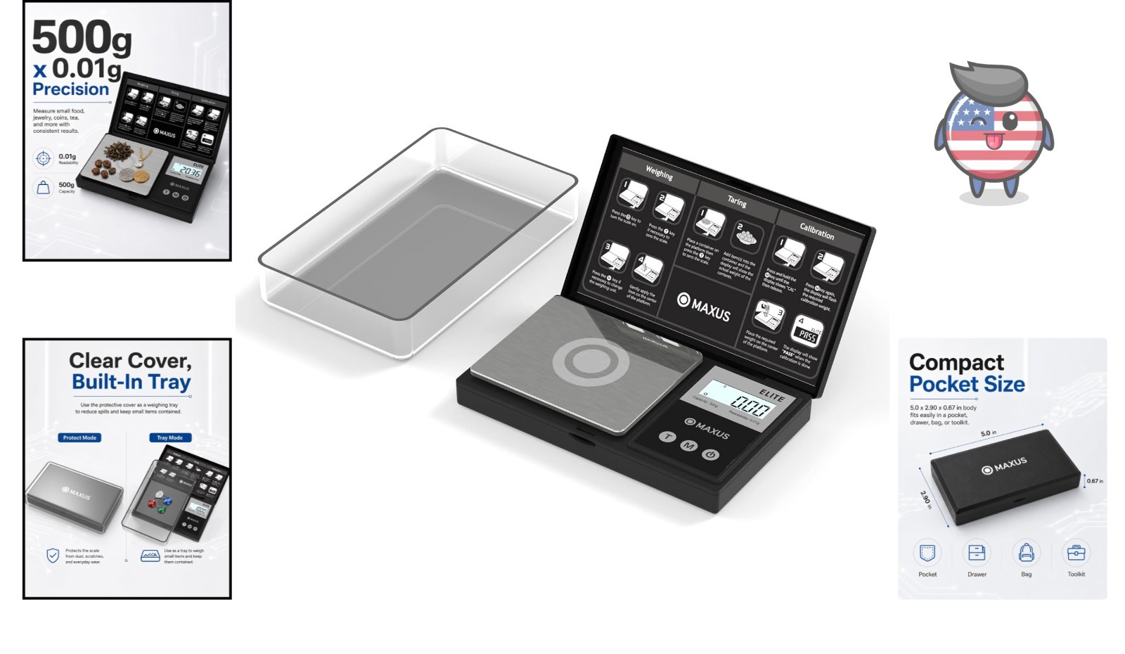 Versatile High Precision Gram Scale 500g | 6 Units, Tare Function & LCD Display