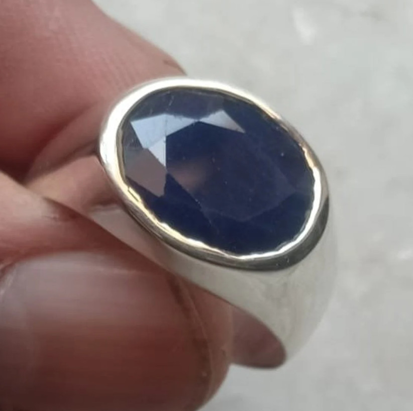 Genuine Blue Sapphire Men’s Ring Sterling Silver Sapphire Signet Ring For Boys