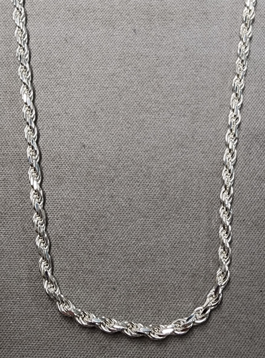 Erin Silver Craft 3.5mm Rope Chain Necklace 22″ Sterling Silver