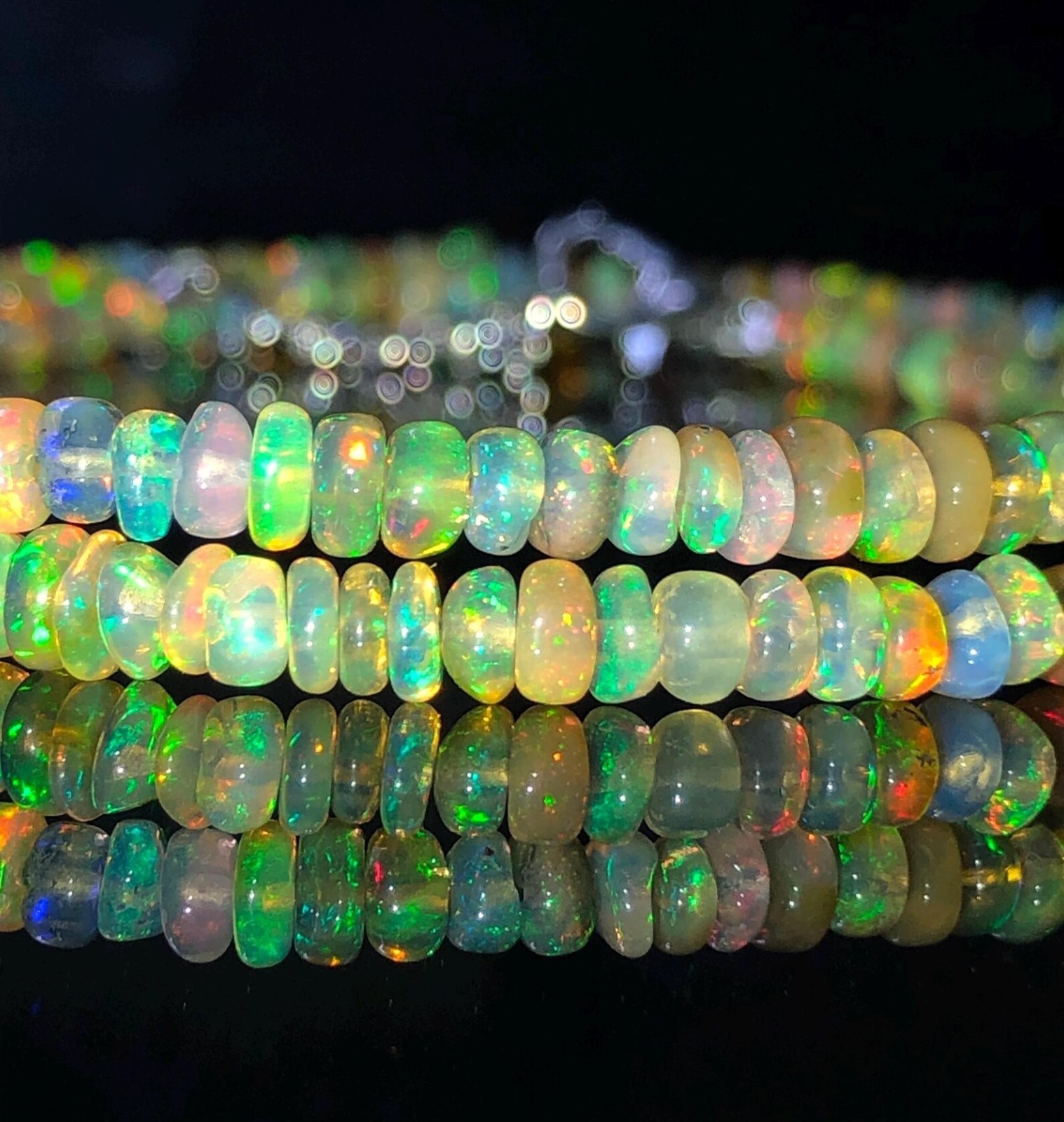 Natural Ethiopian Fire Opal Rondelle Beads Necklace, 16 Inch Strand (35.05 Ct)