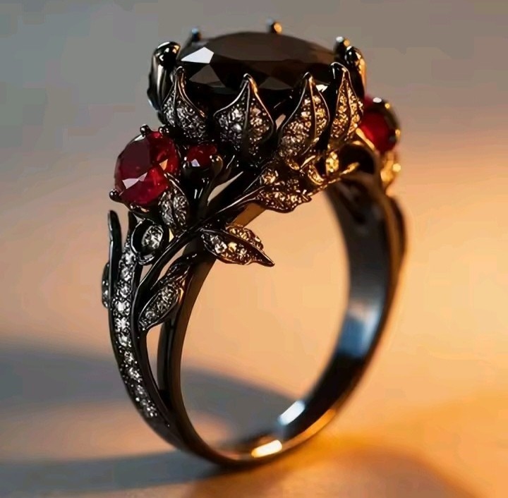 Enchanting Red Black Couple Ring His/Her Made for Lovers Valentine’s Day Edition