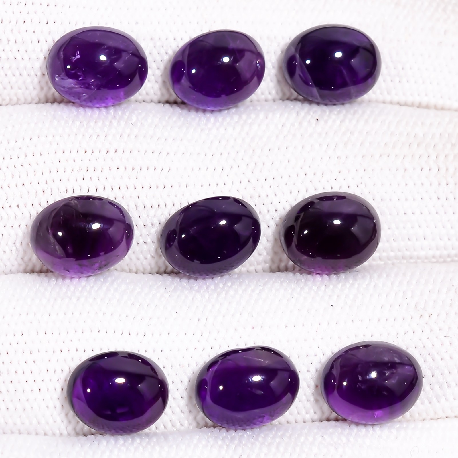 Natural purple Amethyst Oval Shape Gemstone Cabochon 9 Pc Lot 27.50 Cts 10X8X5mm