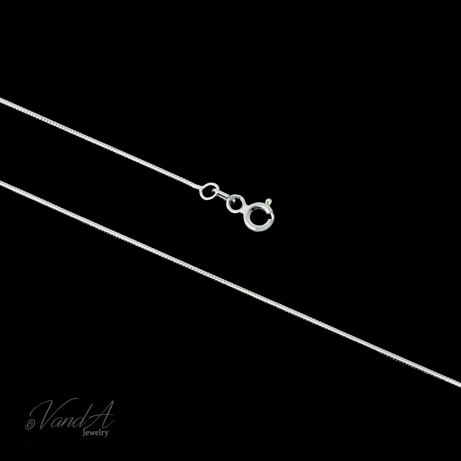 Sterling Silver 925 Snake Chain 0.8 mm Italian High Polish Round Snake Chain Z11