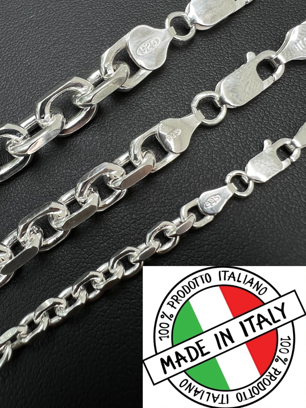 Real 925 Sterling Silver Anchor Cable Chain / Bracelet Rolo Necklace 4-8mm Italy