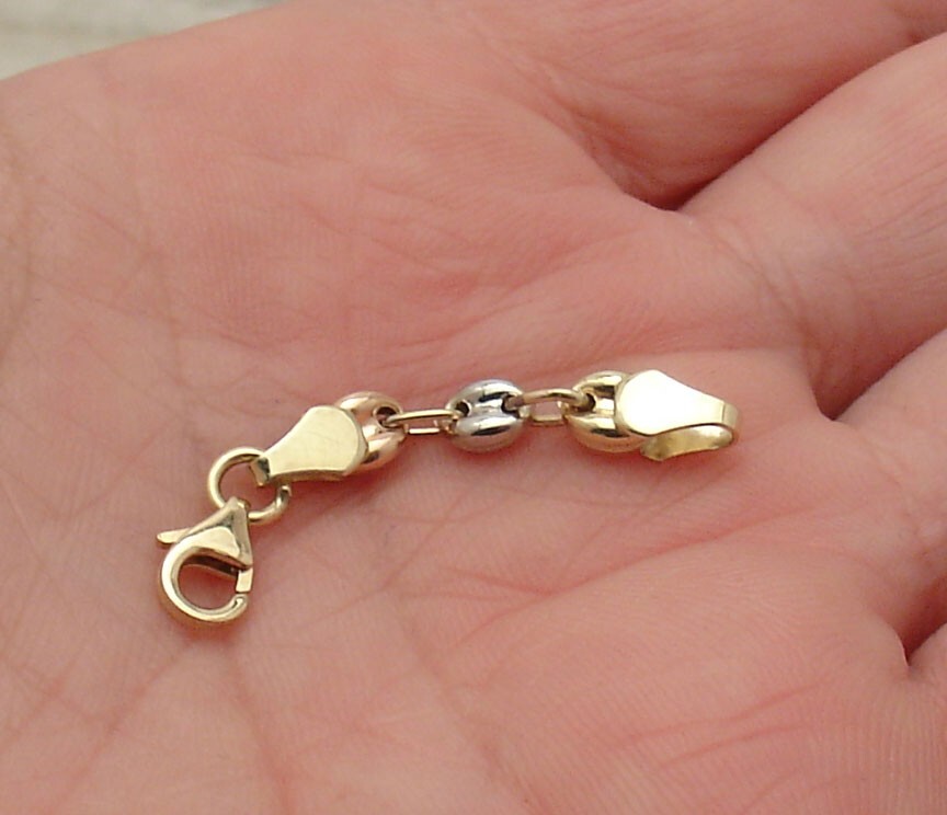 1.5″ Puffed Mariner Extender for Necklace Chain Real 14K Yellow White Rose Gold