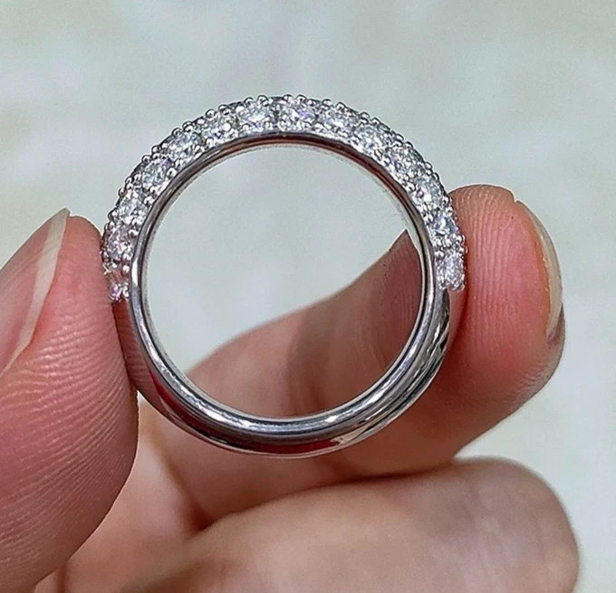 2.50Ct Round Cut Natural Diamond Eternity Wedding Band Real 950 Platinum Size 7