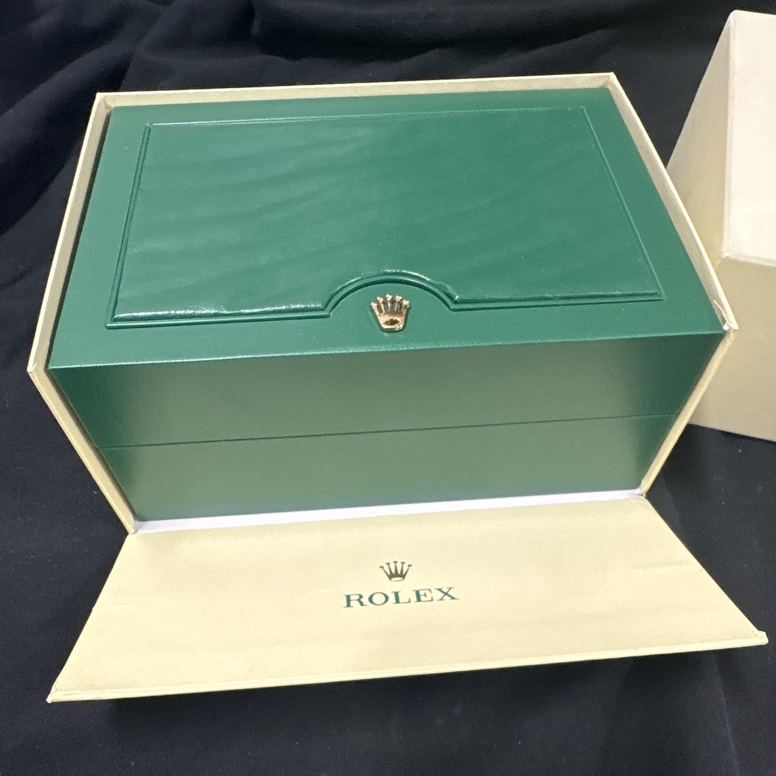 Rolex Green/Beige Single Presentation Box 1-3 Watch w/ Outer Box & Cloth