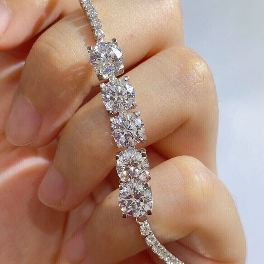 20Ct Round Cut Lab Created Diamond Tennis Bracelet 14K White Gold Finish