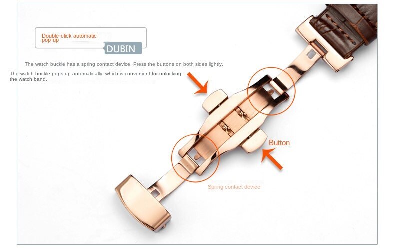 High Quality Genuine Leather Watch Straps mens Band Butterfly Clasp 14-24mm