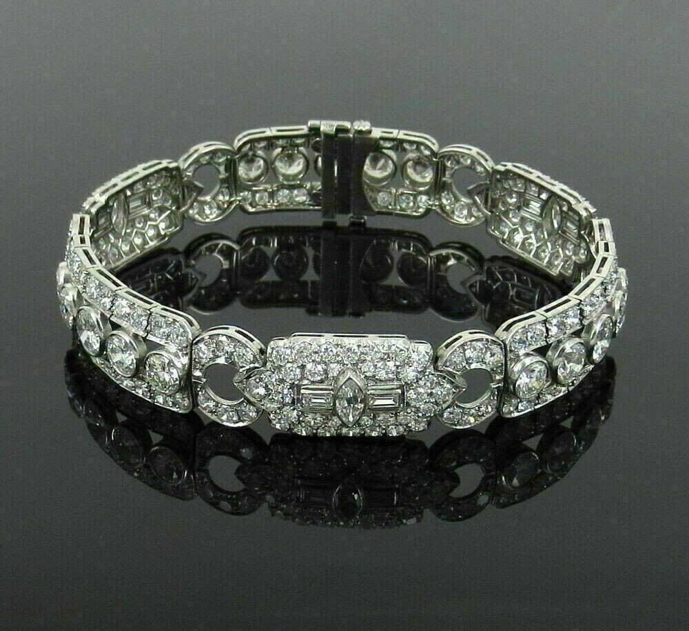 8Ct Art Deco Marquise Baguette Cut Created Diamond Bracelet 14K White Gold FN