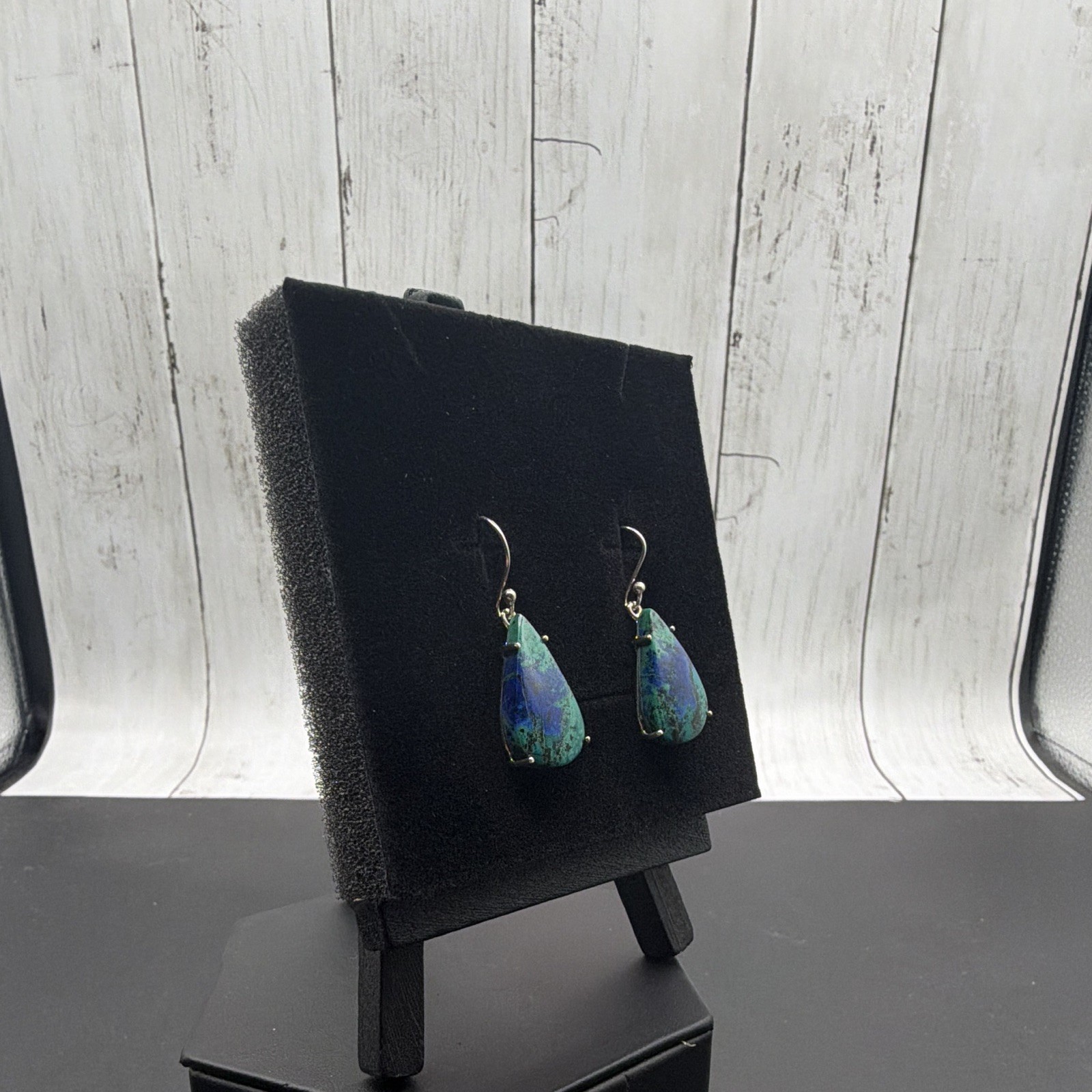 925 SS RH Azurite Dangle Earrings
