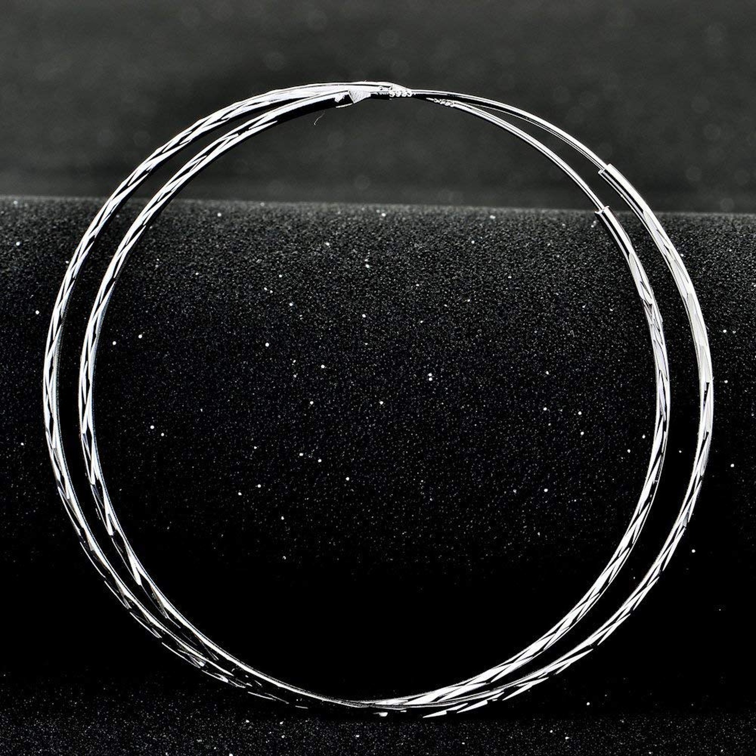 925 Sterling Silver Circle Endless Hoop Earrings for Women 20 30 40 50 60 70mm