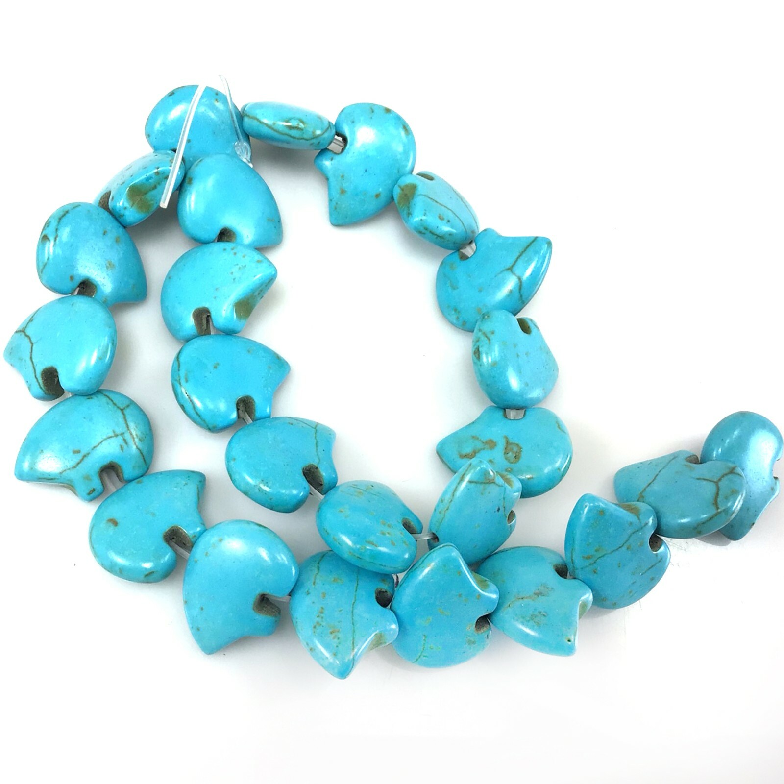 Natural Blue Howlite Zuni Bear Beads AA Magnesite Turquoise Bead 15″ Strand 21mm