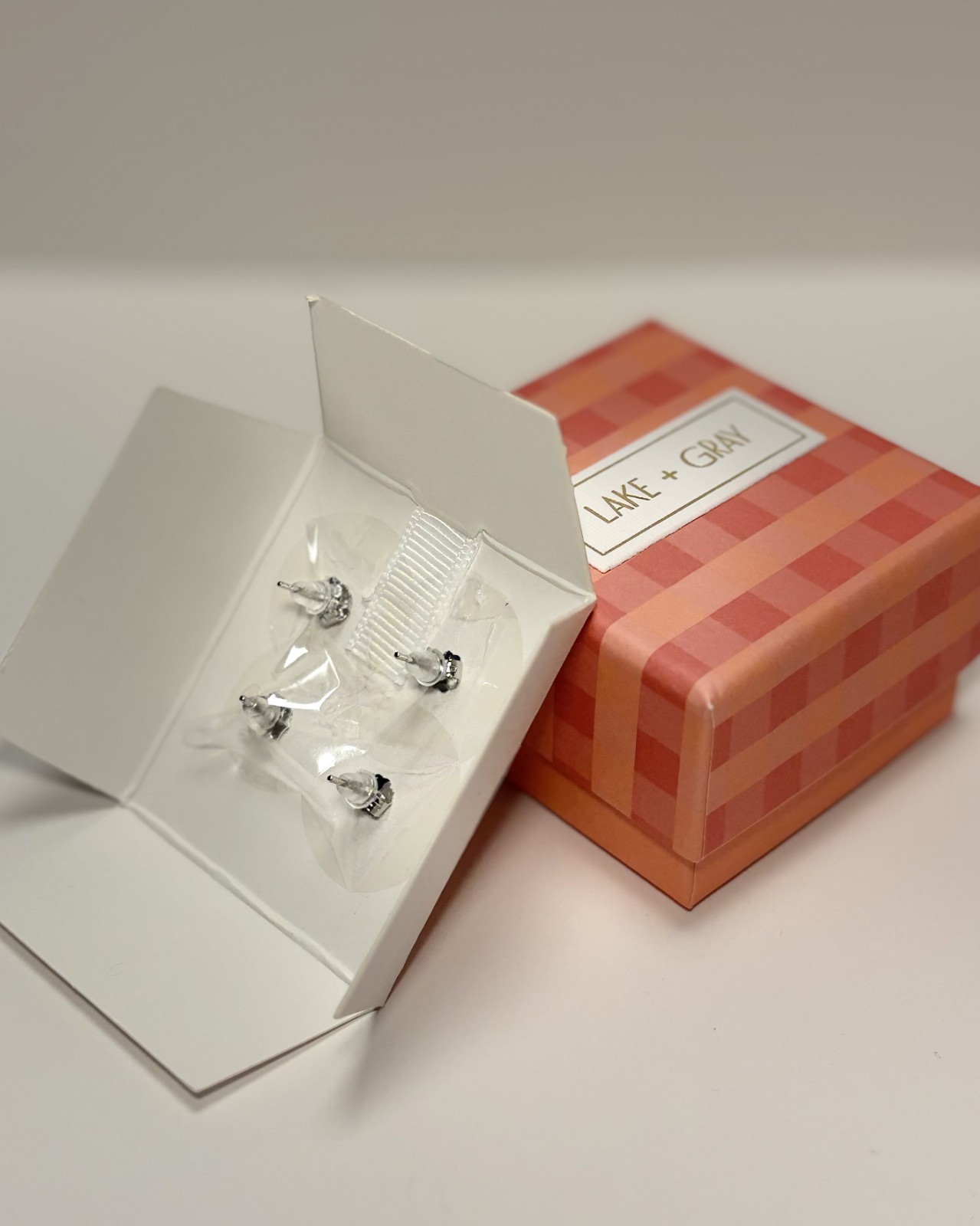 LAKE + GRAY 4pc Stud Earrings Set 4mm & 9mm 925 Sterling Silver CZ