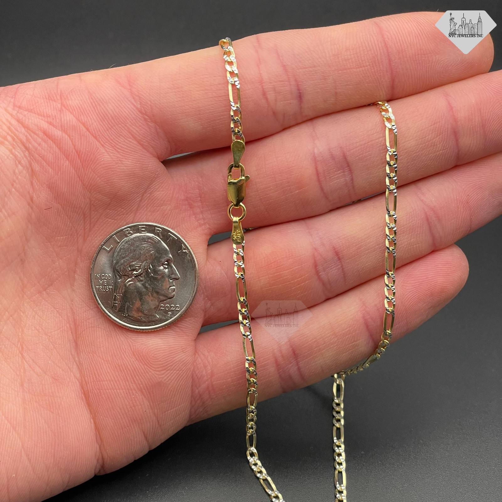 Italian Sterling Silver Two Tone Figaro Chain 925 14K Gold Plated Silver Chain
