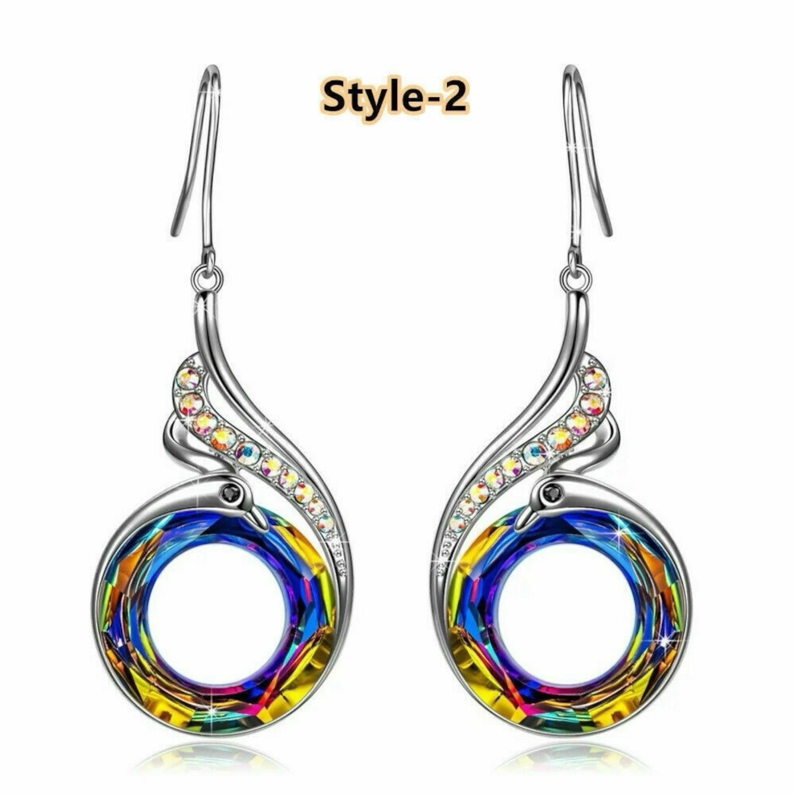 Gorgeous Silver Plated Drop Earrings Women Crystal Jewelry Pair/set A69