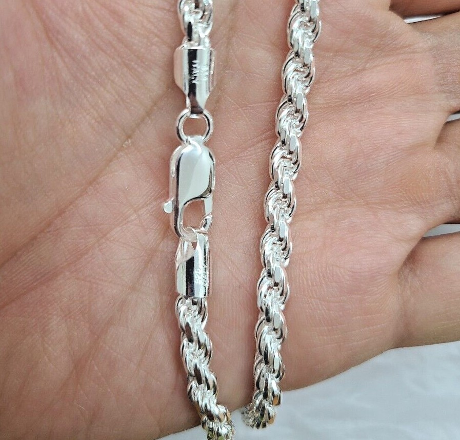 5mm Sterling Silver D/C Rope Chain Necklaces Bracelets Handmade Italy 7 to 30 in