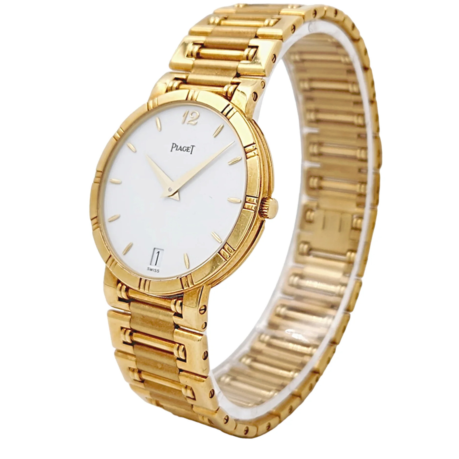 Men’s Piaget 31mm Dancer Vintage Solid 18K Yellow Gold Band Watch w/ White Dial.