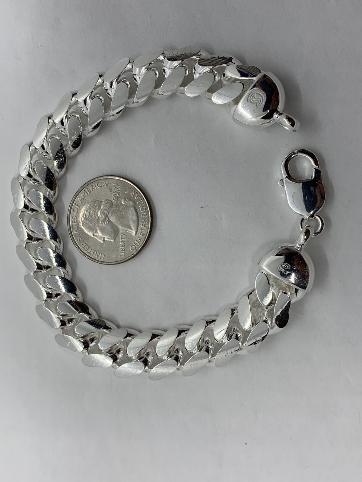 Hand Polished 13mm Solid 925 Silver Miami Cuban Link Men’s Bracelet 8″ 9″ Italy