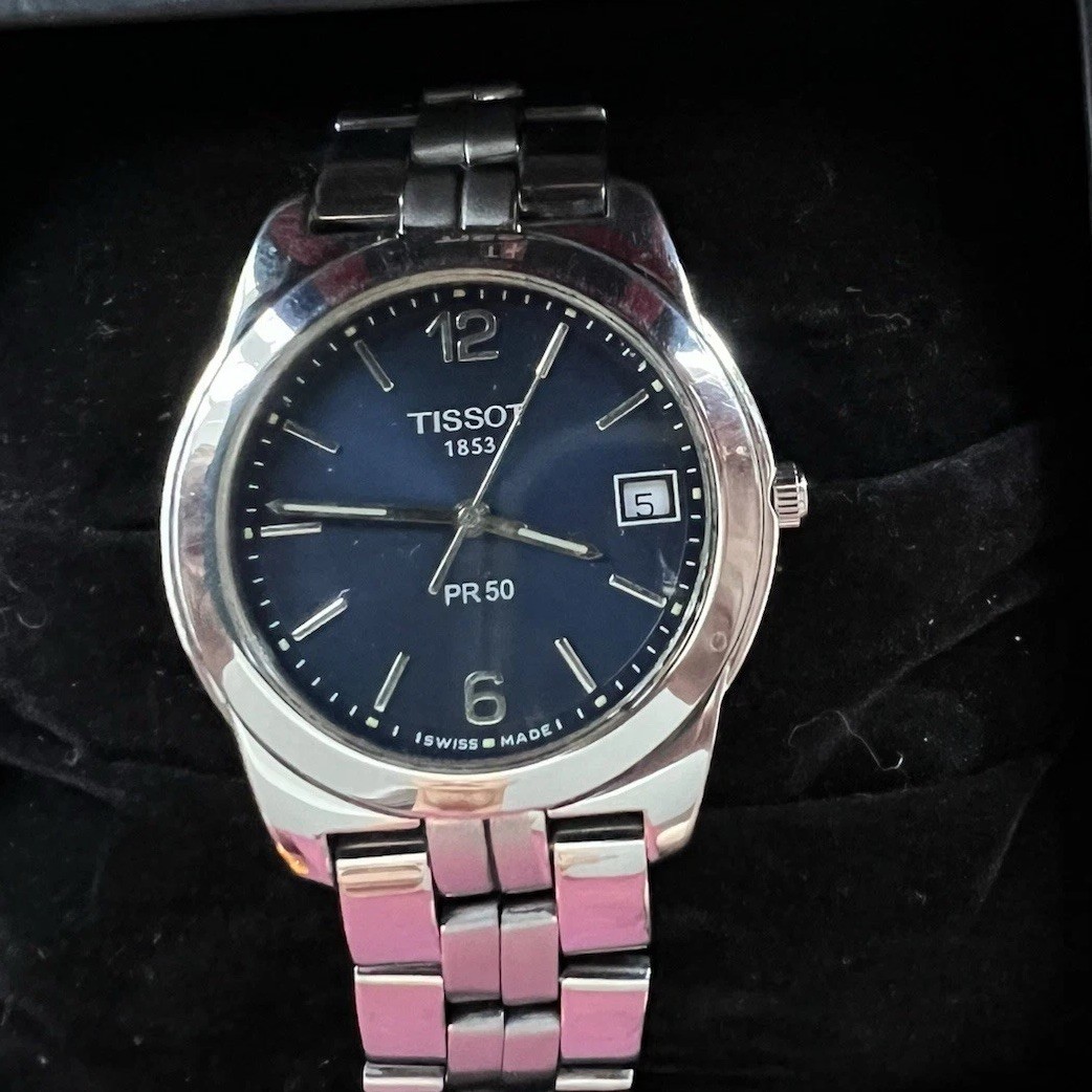 Tissot PR50 Swiss Watch J176/276 Blue Sunburst Dial Sapphire 36mm Boxed Classic