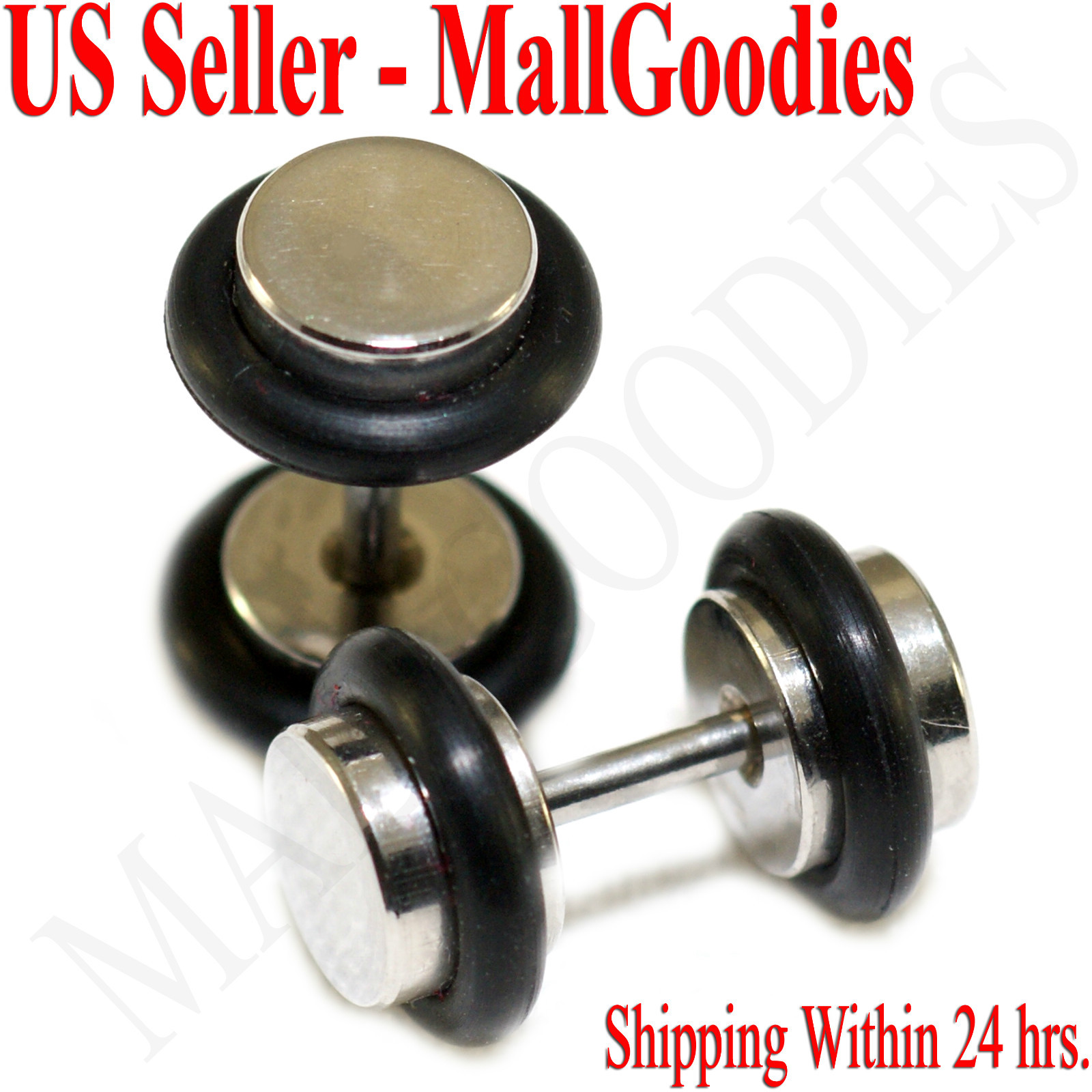 2080 Fake Cheaters Illusion Faux Ear Plugs 16G Bar Surgical Steel 2G 6mm Small