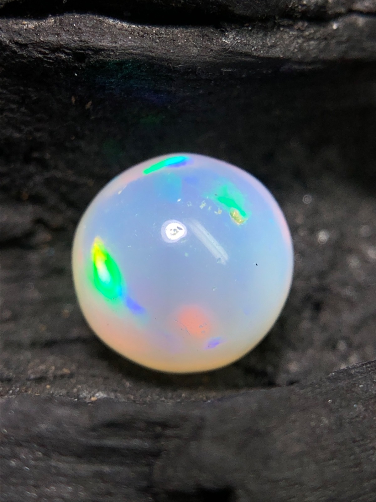 Natural White Ethiopian Rainbow Fire Opal Shere Cabochon Loose Gemstone