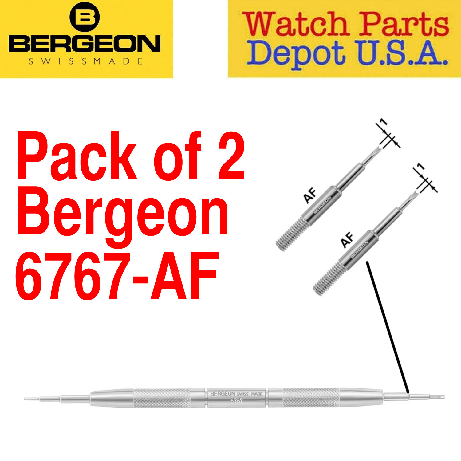 Bergeon 6767-AF – Replacement FINE FORKED point tip for 6767-F Tool (Pack of 2)