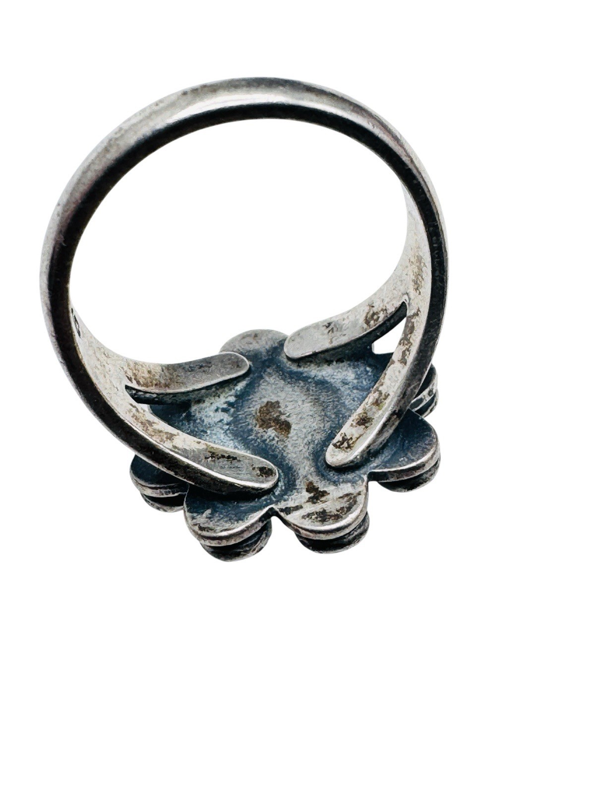 Vintage Native American Turquoise Sterling Silver Flower Ring Size 5.5