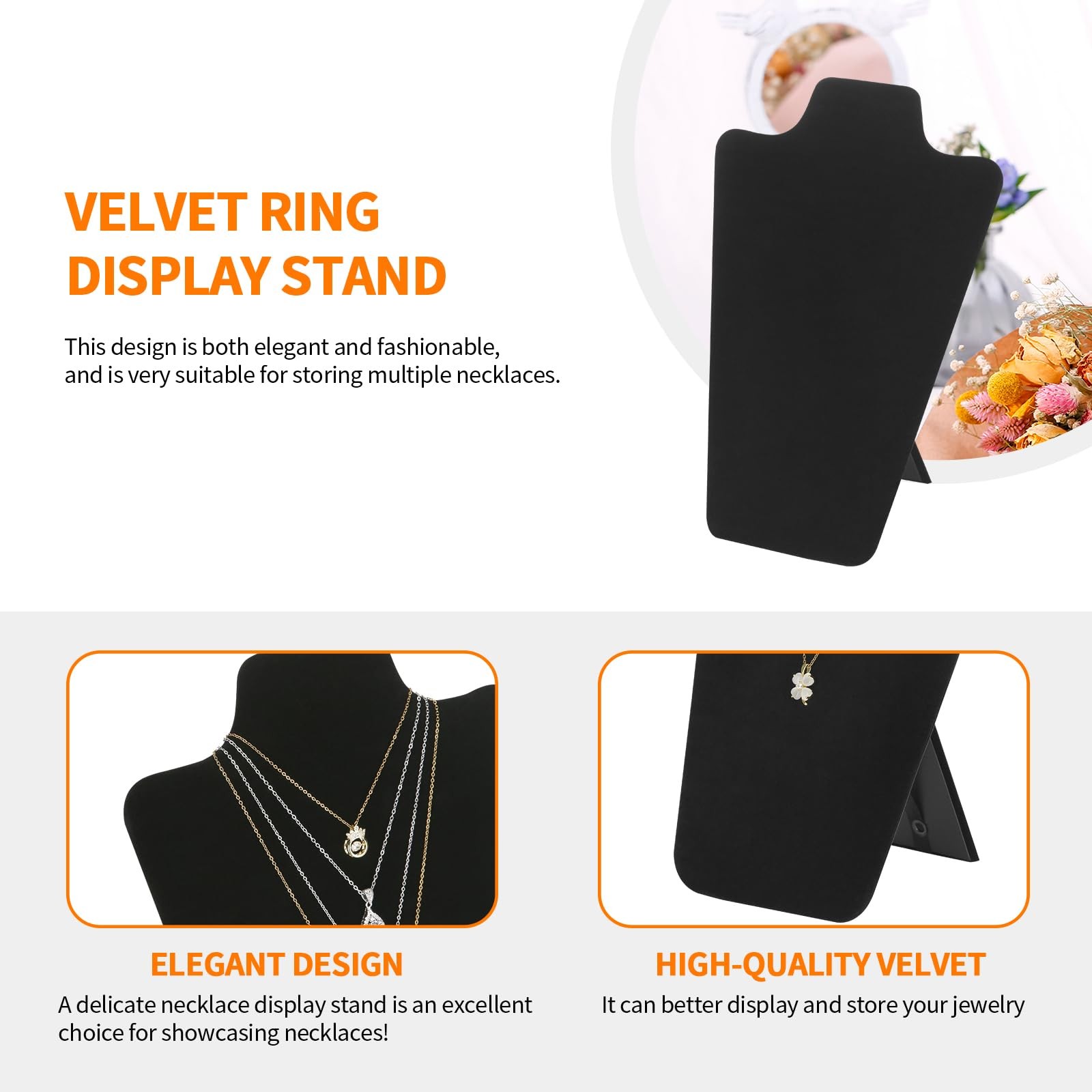 2 Pcs Black Velvet Necklace Bust Display Stand (Large 12.2*7.9inch)