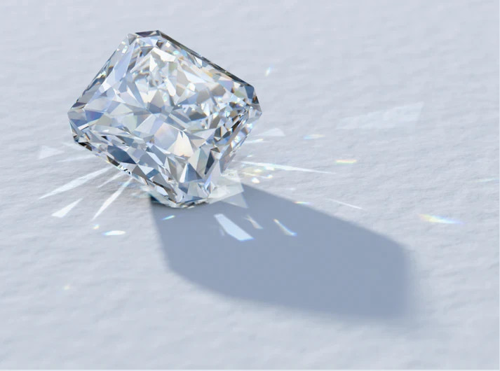 1.65 CT Natural White Diamond Radiant Cut VVS1 D Grade IDGL Certified AS3