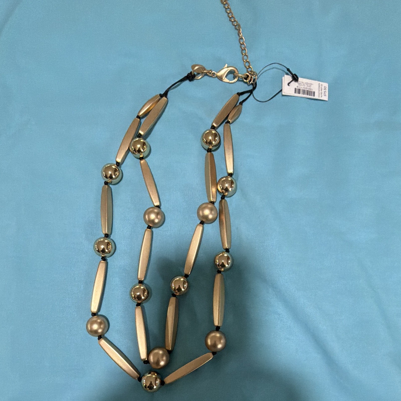 Noz Gold Tone Beaded Cable Chain Necklace, Lobster Clasp, Adjustable Extender