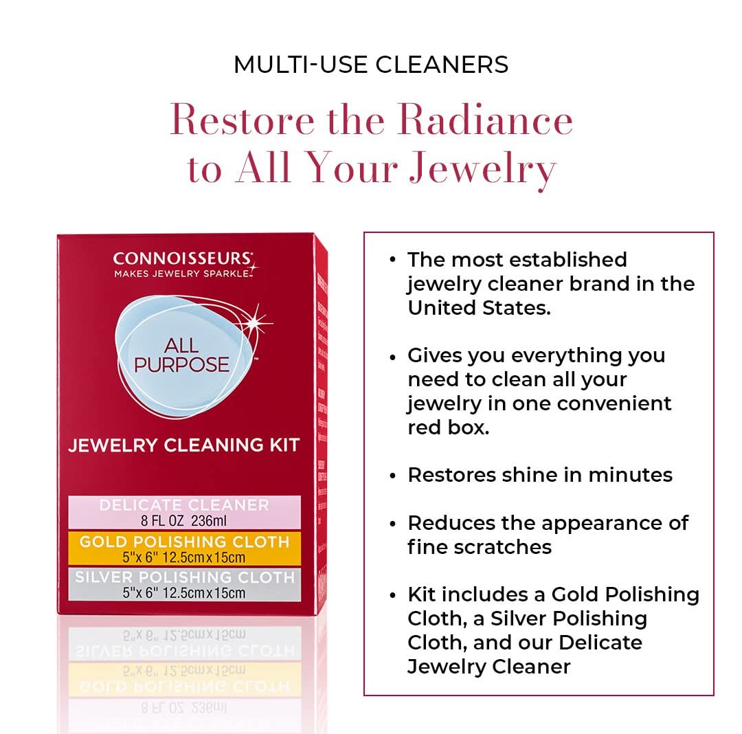 All-Purpose Cleaning Kit | Includes Delicate Jewelry Cleaner Solution and 2 Pol