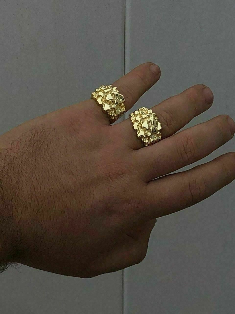 Men’s Solid 10k Yellow Gold Heavy Nugget Ring Size 7 8 9 10 11 12 13 11