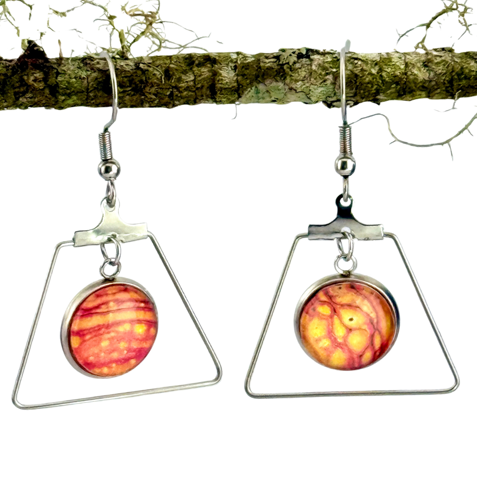 Dangle Earrings Handmade “Citrus Slices” Sterling Silver French Earwires