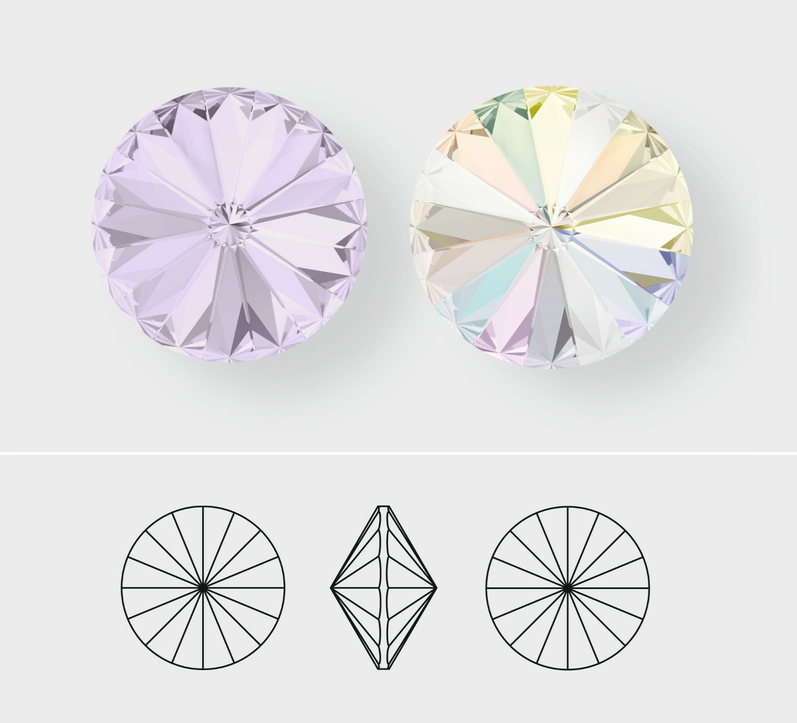 8.5mm | Rivoli | Swarovski Article 1122 | 24 Pieces – Choose Crystal Color