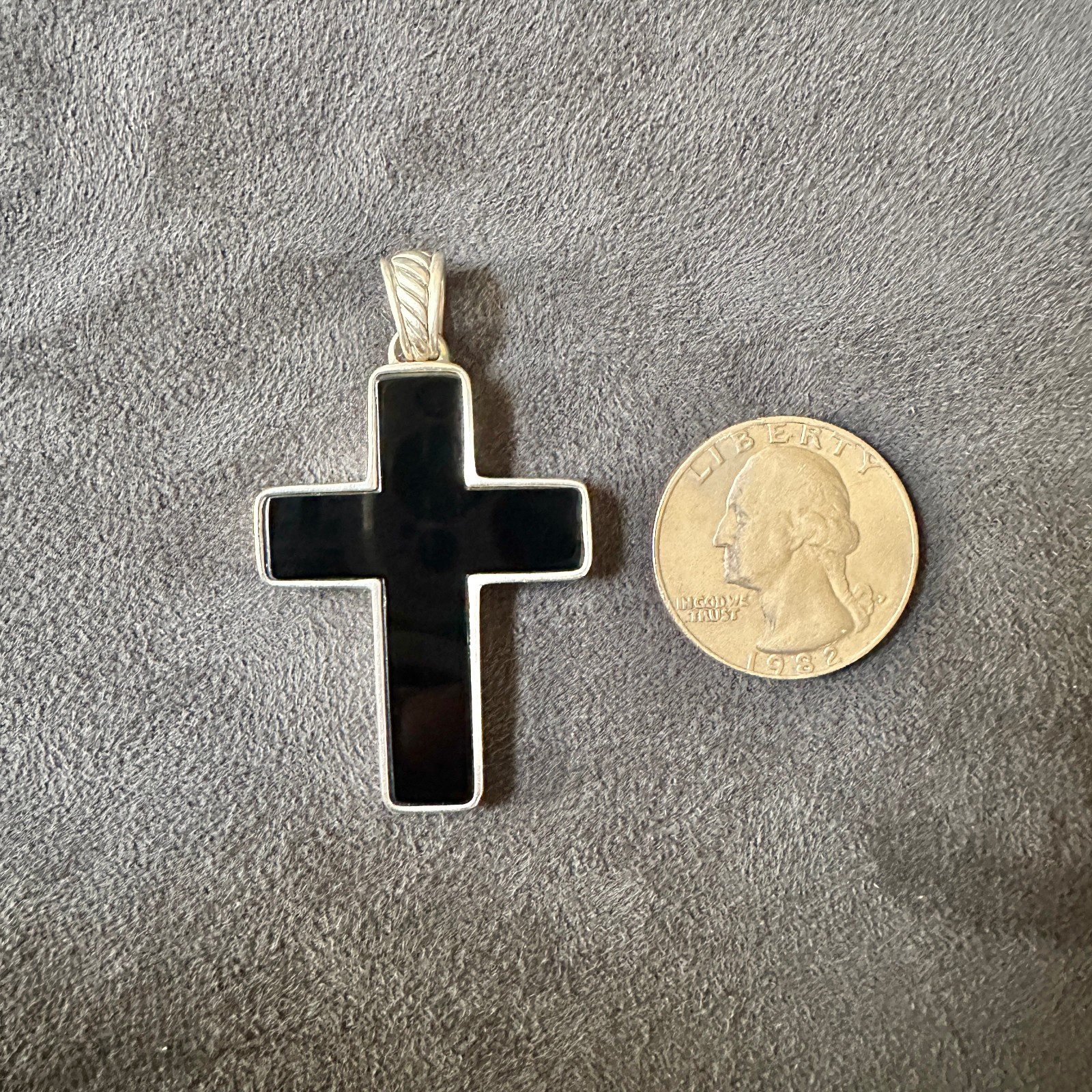 David Yurman Large Chevron Cross Pendant w/ Black Onyx – FREE SHIPPING