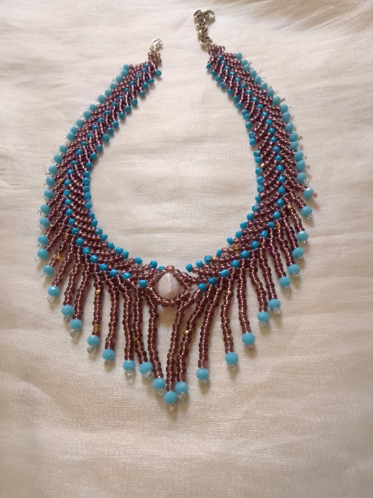 Handcrafted Fringe Choker Necklace – Freshwater Pearl Beads Gold/Brown