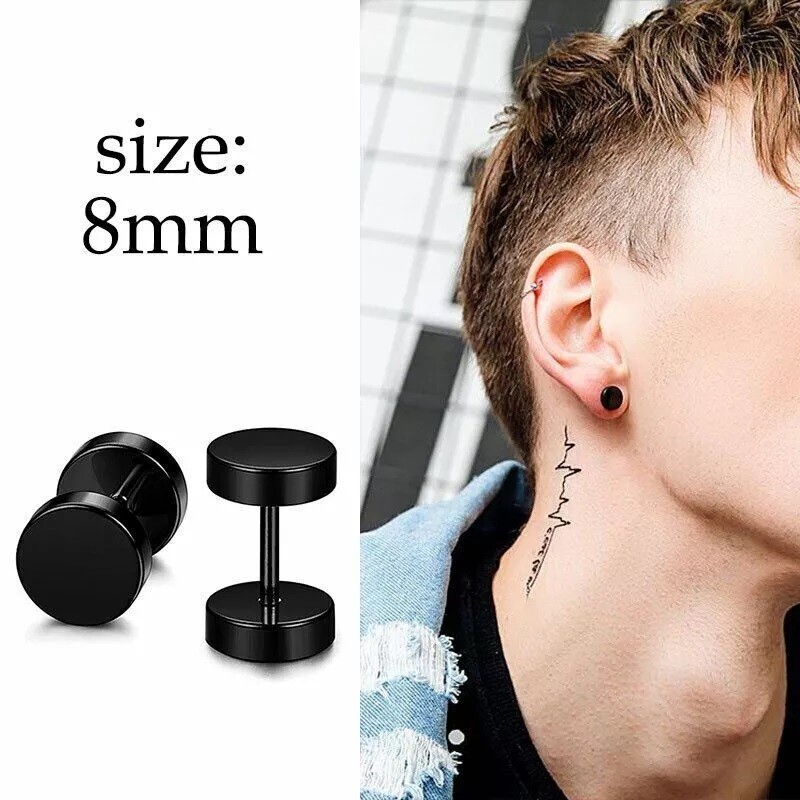 Flat Back Surgical Stainless Steel Stud Earrings for Women Men Piercing Jewelry