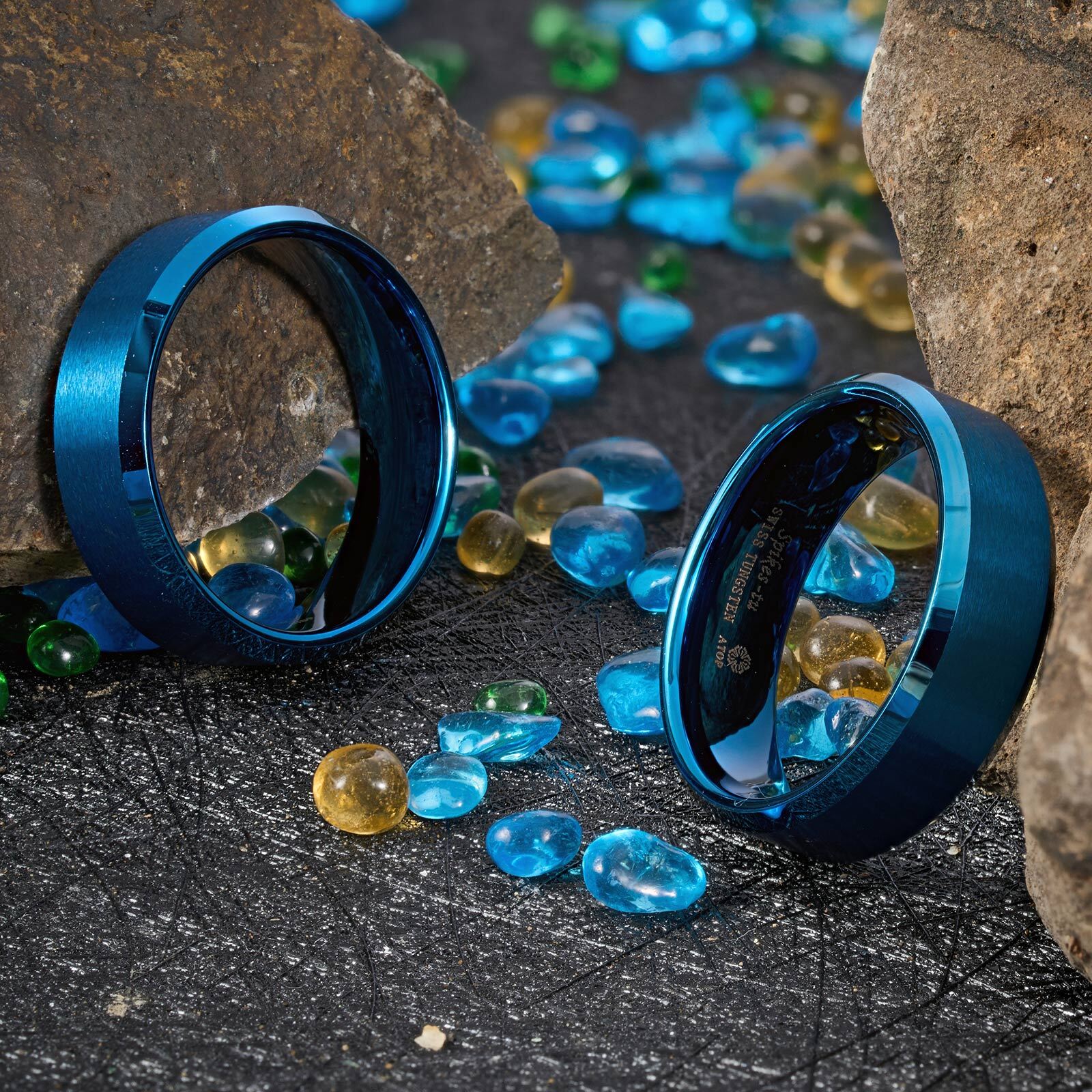 8mm Blue Classic Simplicity Tungsten Ring ATOP Brushed Men Bridal Jewelry