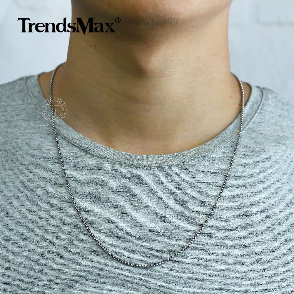 2MM 22INCH Silver Stainless Steel Round Box Chain Necklace for Unisex Wholesale