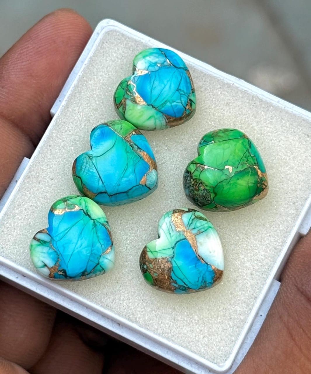 AA++ Oyster Copper Turquoise Heart Shape Cabochon Loose Gemstone Wholesale Lot