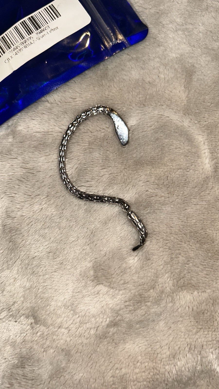 Silver Snake Cuff Auricle Earring Metal Earring