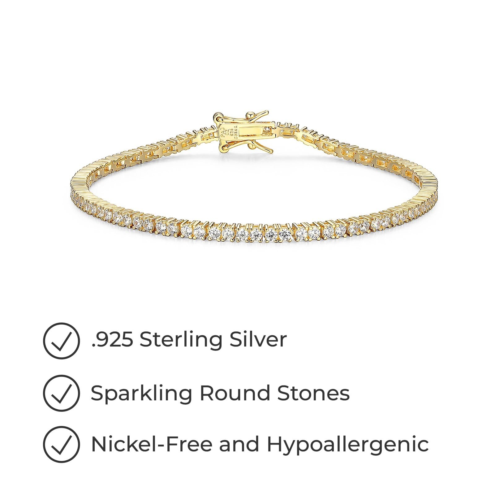 Sterling Silver Round Cut CZ Tennis Bracelet – Elegant Jewelry Gift for Women