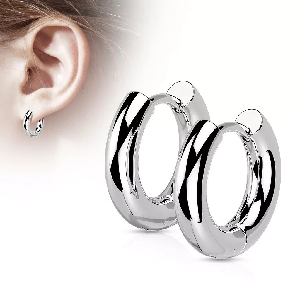 Stainless Steel 9 Gauge Huggie Hoop Earrings Unisex Women Men 14/16/18/20MM E8