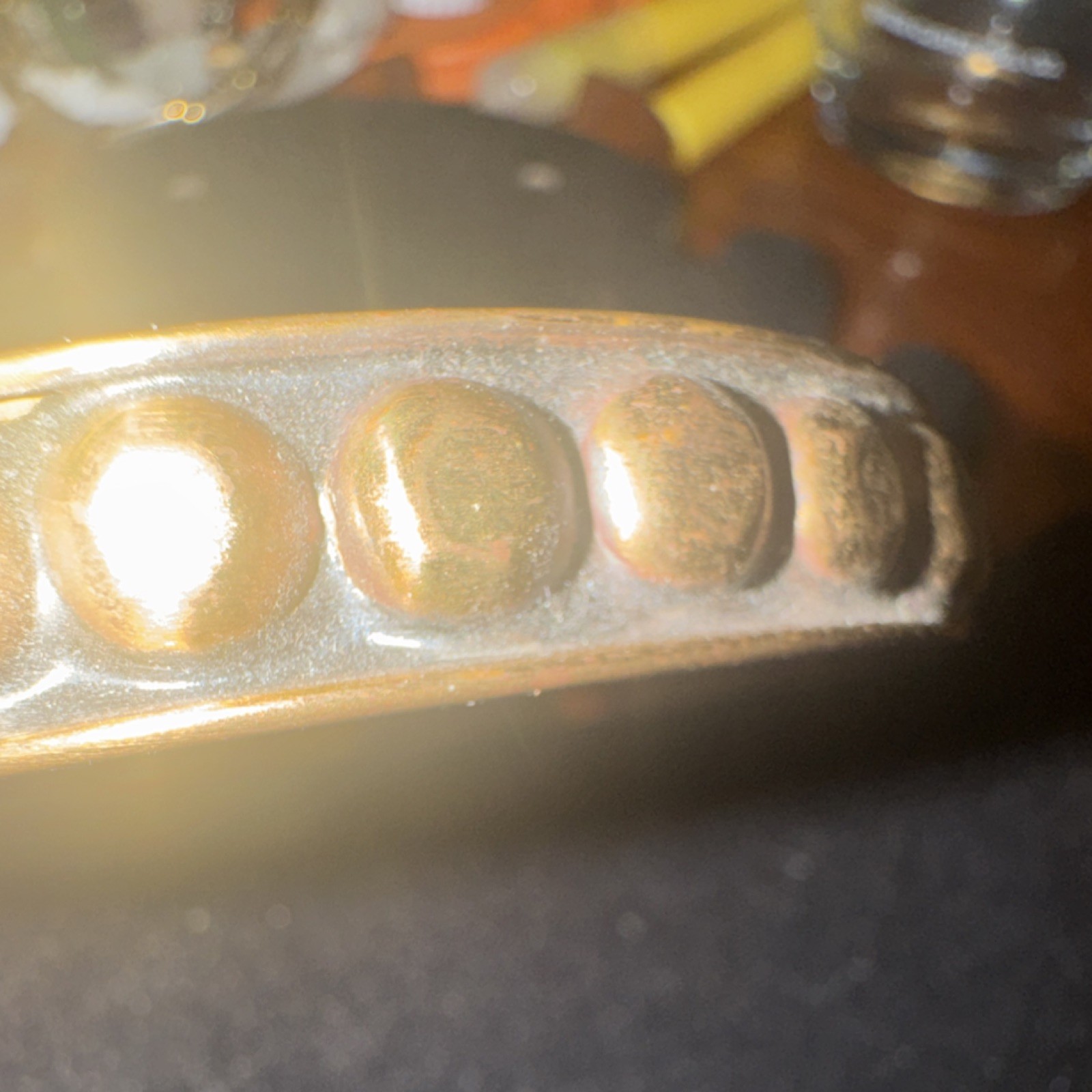 Gold-Tone Studded Round Bangle Bracelet Metal No Closure No Stone